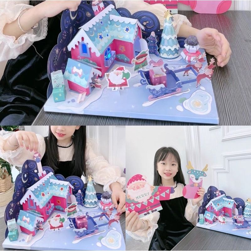 mideer diy christmas cottage paper craft origami prakarya anak rumah natal