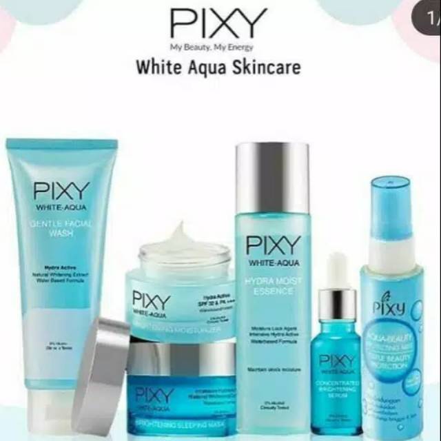 PAKET PIXY WHITE AQUA SERIES SKINCARE LENGKAP/PAKET PENCERAH WAJAH