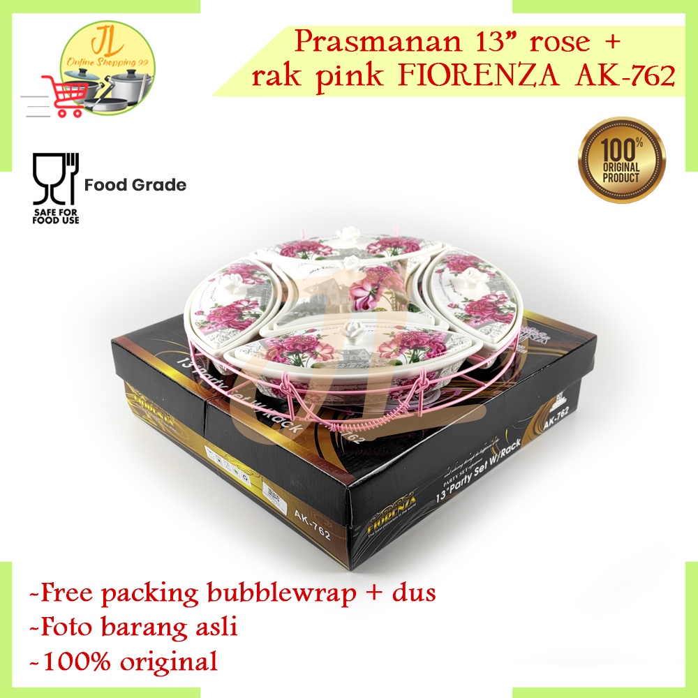 Prasmanan bulat motif rose pink party 13 inch Fiorenza Set AK-762