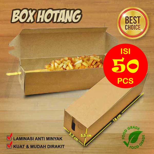 Kotak HOTANG - Box HOTANG - Dus HOTANG | Hotdog Hot DogTokkebi Sostang  | KRAFT COKLAT ( 50 pcs )