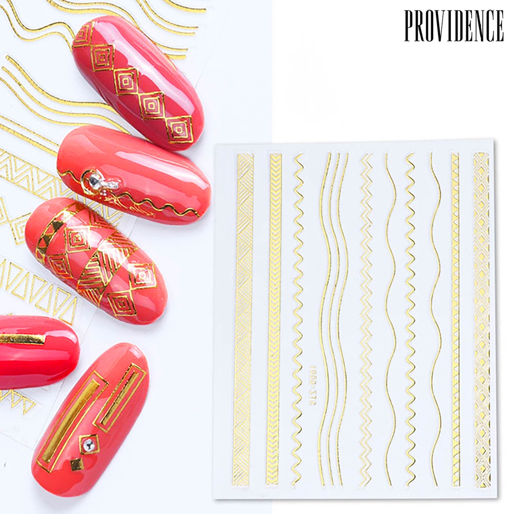 Providence Nail Art Sticker Gold Colour Geometry Shapes PET Material Long-lasting Nail Art Sticker For Salon