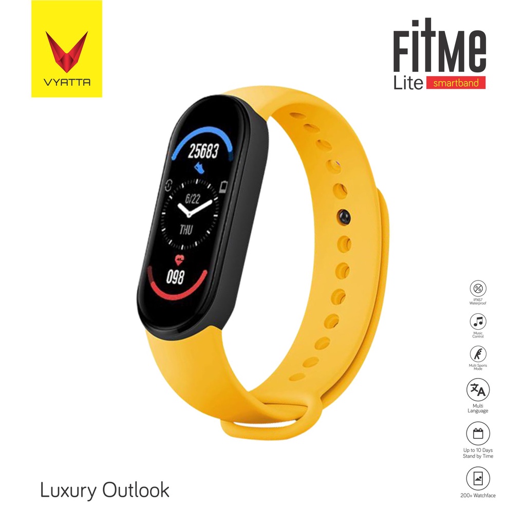 VYATTA FitMe Lite New Smartband - 200+Watchface, Sport Mode, IP67,SPO2-Goldish Yellow