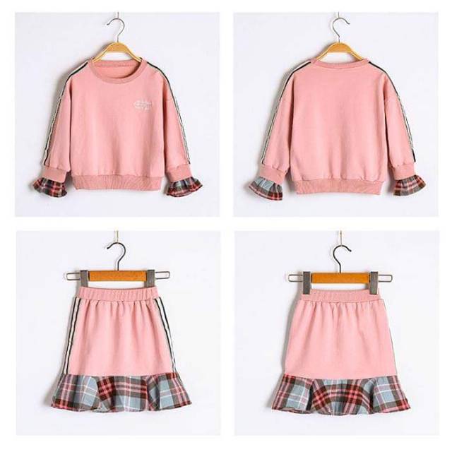 Setelan Rok Anak Perempuan Happy GREEN/PINK