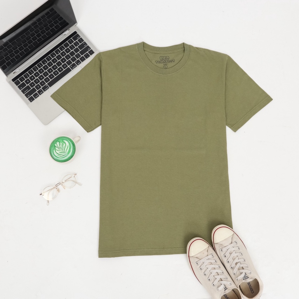 [LANGSUNG DARI PABRIK] Kaos Polos cotton combed 24s / ONECK / unisex / tangan pendek / baju pria-OLIVE