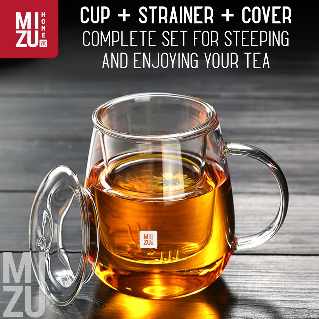 MIZU HARIYUNOMI Glass Infuser Tea Cup 650ml Cangkir Teko Teh Kaca 2in1 Pyrex Dual Fungsi-1