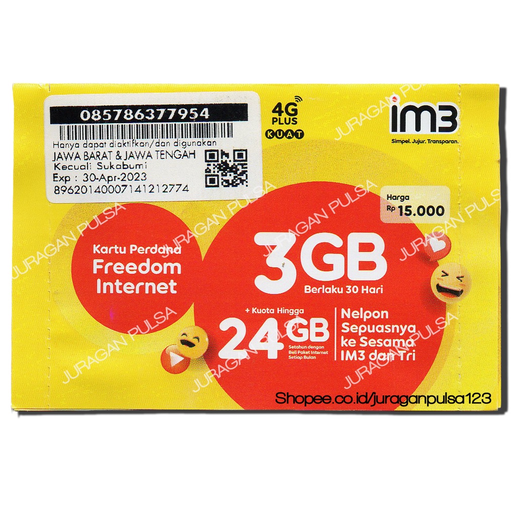 Jual Perdana Indosat 3GB 30Hari (JATENG & JABAR Kecuali Sukabumi ...