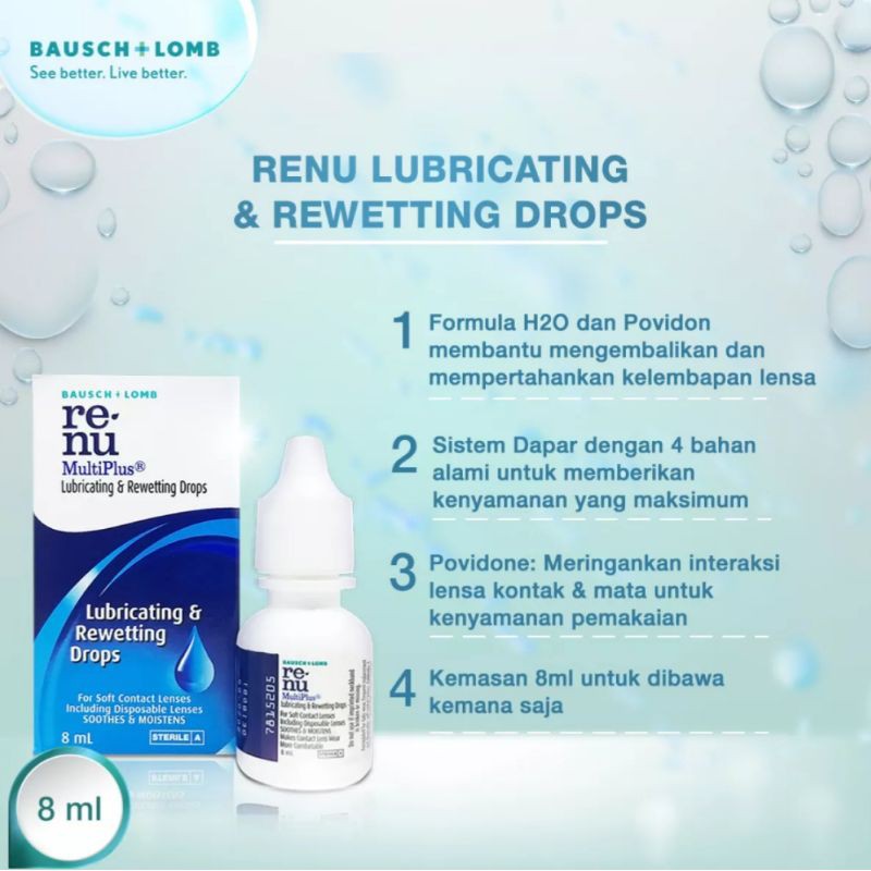 Cairan tetes softlens RENU/obat tetes mata soflen renu lens drop solution 8ml