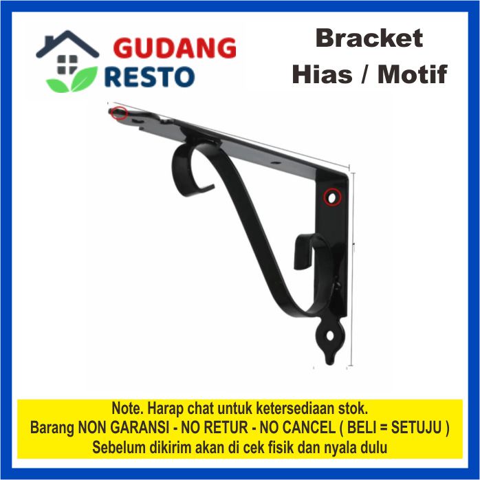 TIPE A-20 RAK / SIKU BRACKET BESI HIAS / MOTIF / DEKORASI DINDING AMBALAN PENYANGGA / SHELF