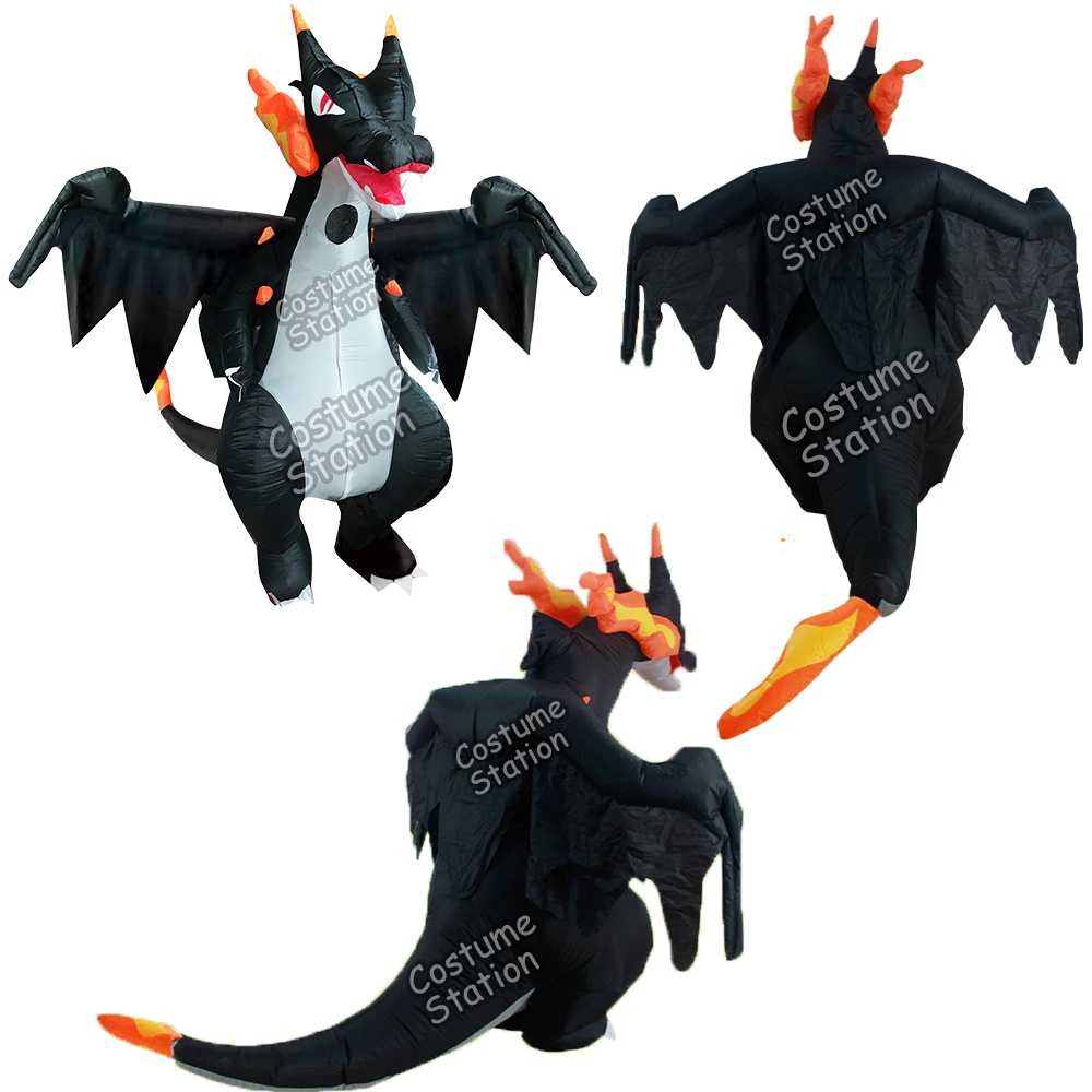 Kostum Black Charizard Pokemon / Costume Dragon Naga Animal Hewan Inflatable pompa angin dewasa