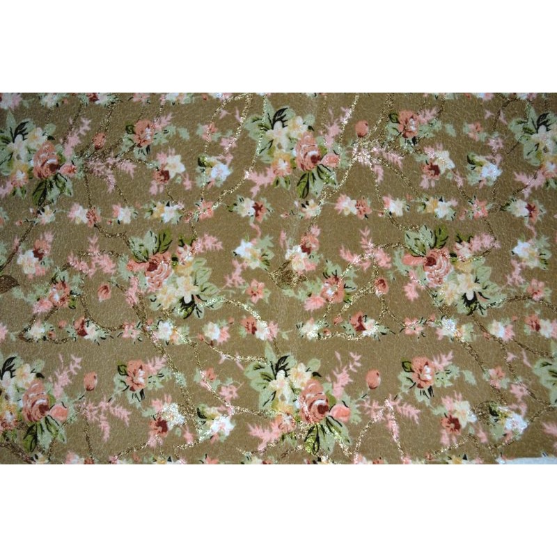 Kain baju linen fabric motif bunga kecil licin bergelombang