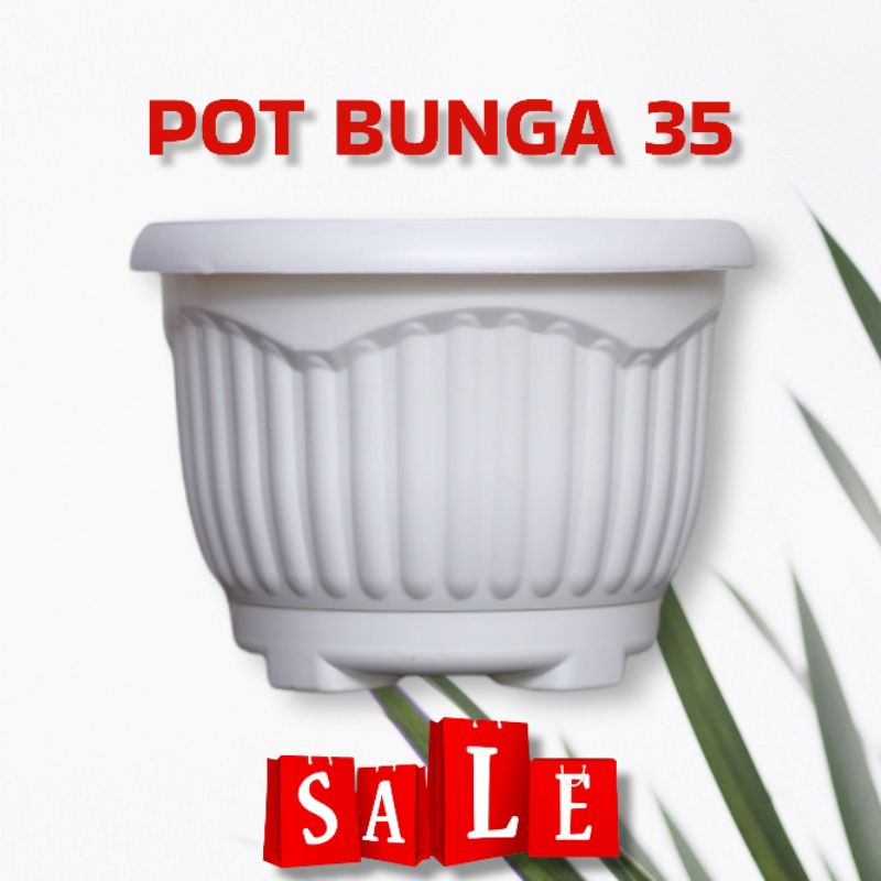 [NEW] Pot Bunga Putih 35 Noni | Pot Tanaman Plastik Besar Putih 35 Noni