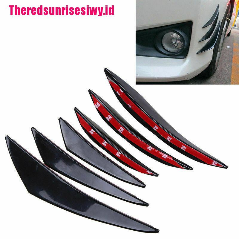 【Theredsunrisesiwy.id】6Pcs Car Front Bumper Lip Splitter Fins Body Spoiler Canards Refit Gloss Black