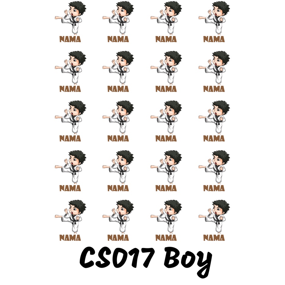 

Sticker Nama Cutting Label Waterproof Tahan Air Boy Sport 17 (CS017)