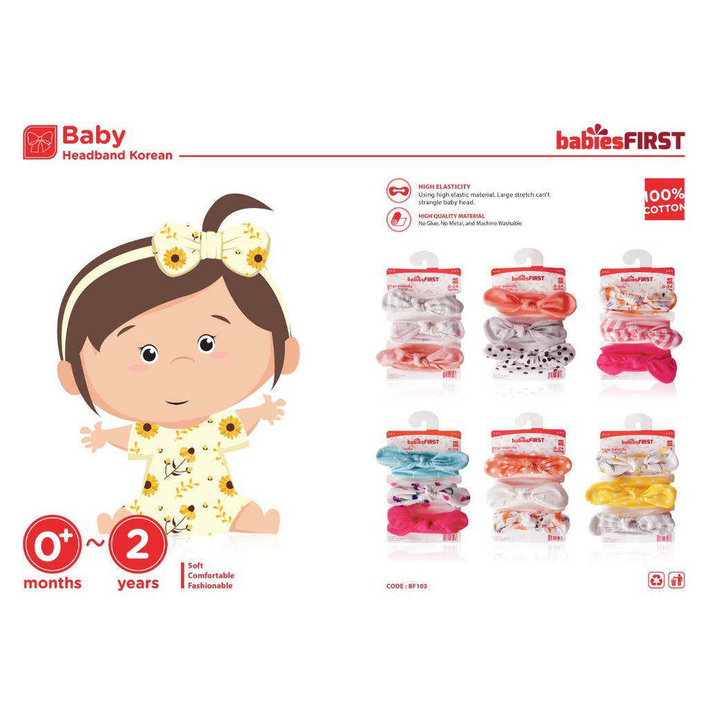 Babies First Korean Headband baby isi 3 - bandana bayi