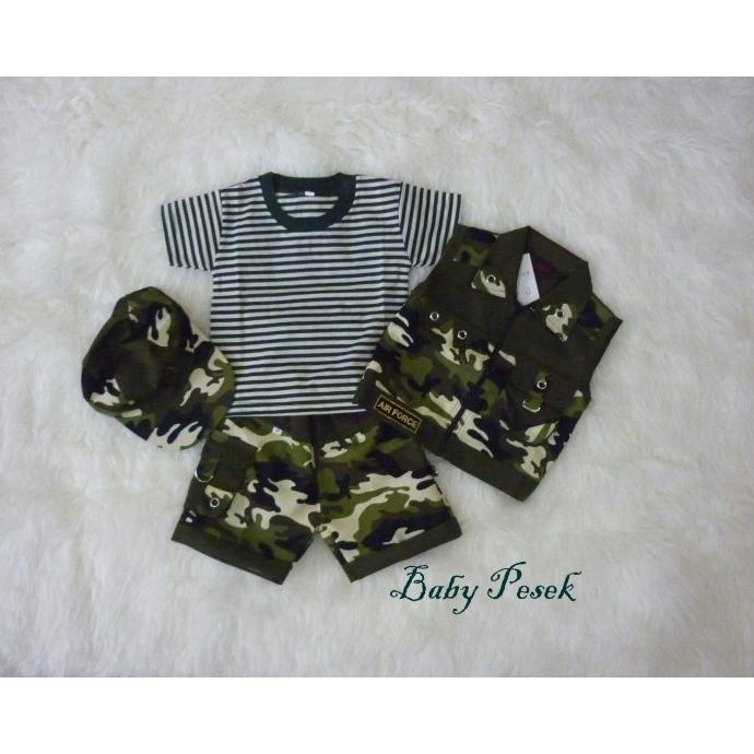 Baju Setelan Profesi Tentara Loreng Abri Army Anak Bayi Laki Laki