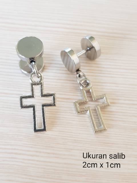 Anting tusuk / Anting jepit Salib / anting fashion salib / anting rohani