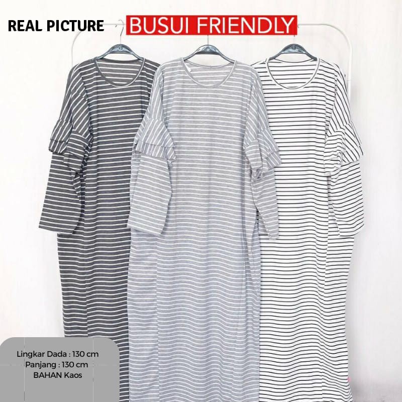(COD) Gamis Salur Tangan Rumbai BUSUI fit XXL Lingkar dada 130cm