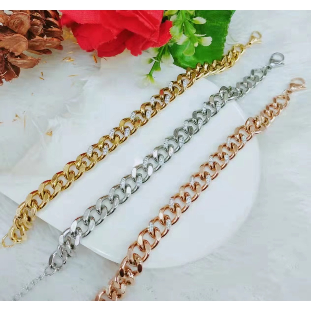 Gelang Titanium Rantai Mata Full Perhiasan Fashion L003