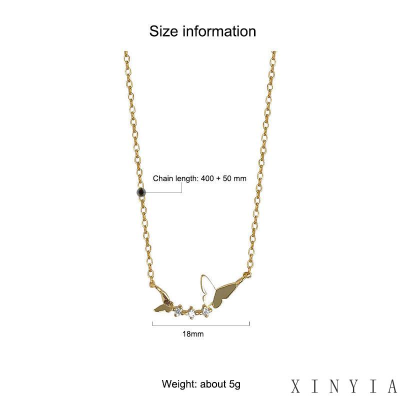 【COD】Kalung Rantai Choker Liontin Kupu-Kupu Aksen Kristal Rumbai Warna Silver Untuk Wanita  Desain Geometri
