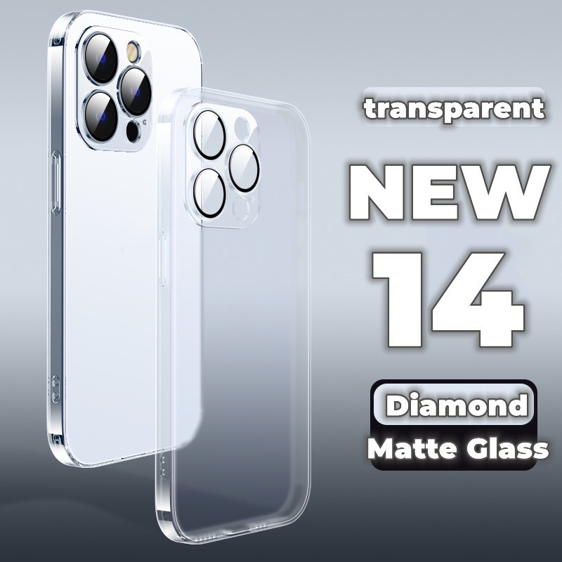 Case Tempered Glass Matte Transparan Shockproof Cover iPhone 14 Plus 14 12 13 pro max 14 pro max