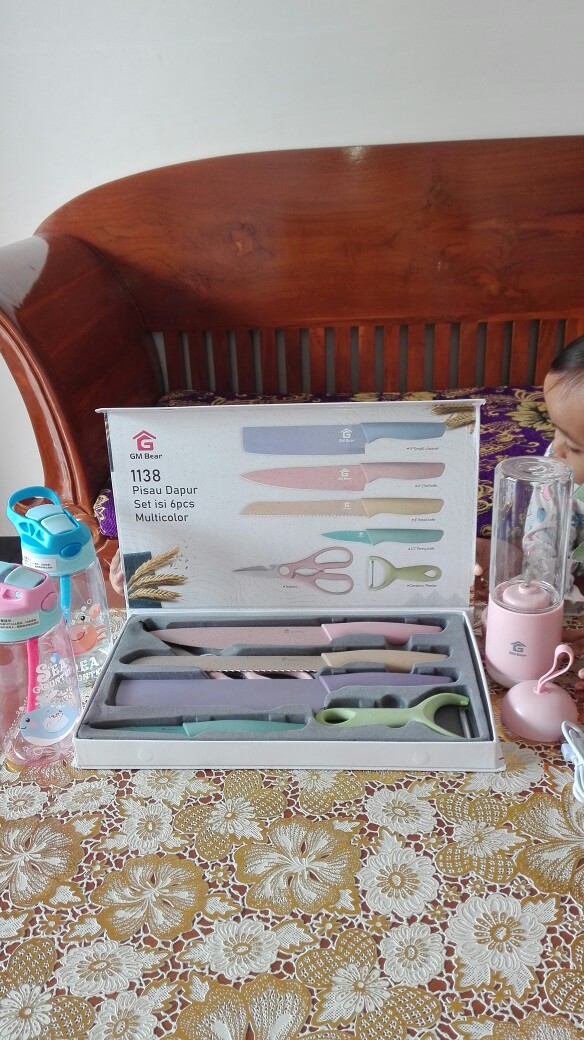 Gm Bear Pisau Dapur Set Isi 6pcs 1138-kitchen Knife Set Multicolor