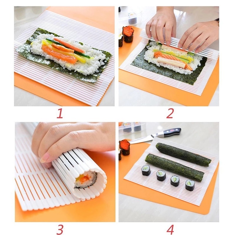 Diy Sushi Roller/Tikar Penggulung Sushi Portable Washable/Reusable Sushi Cake Roll Pad/Cetakan Pembuat Nasi Gulung Anti Lembab/Cooking Making Non Stick Press Bento Tool