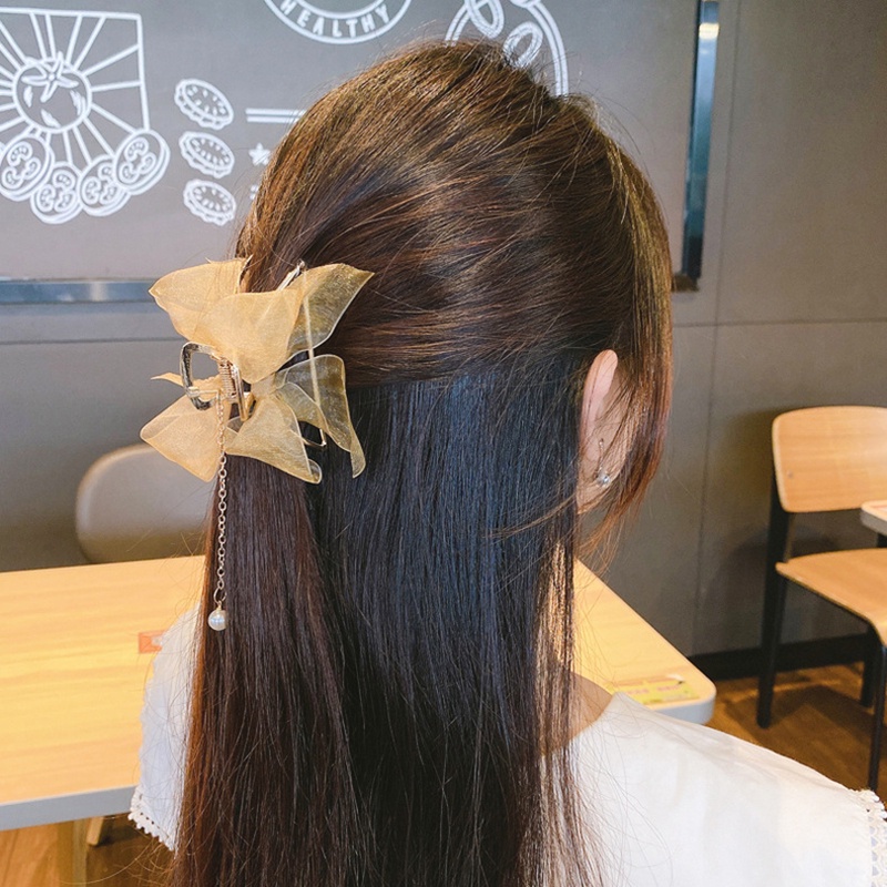 JEPIT RAMBUT KOREA  - Jedai Logam Jumbo Bahan Alloy  - Jepit Salon Besi Kupu Kupu dengan Pita - Metal Hair Claw Clips