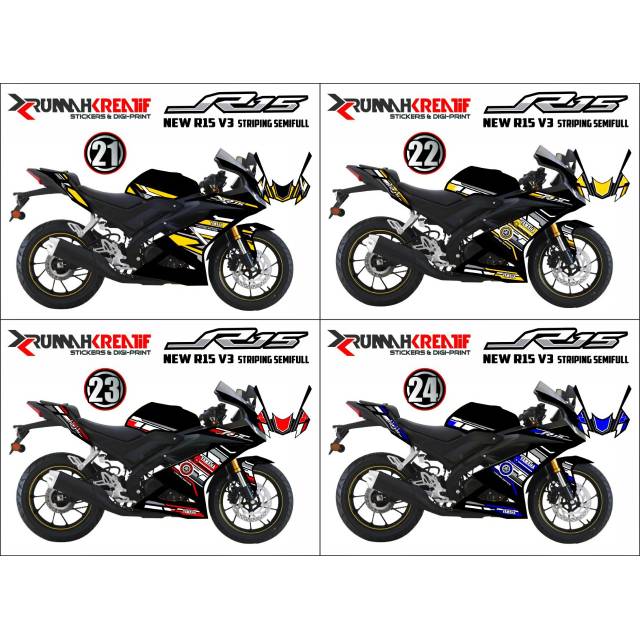 Decal Sticker Striping Variasi Yamaha R15 V3 New R15 2017 2019 4