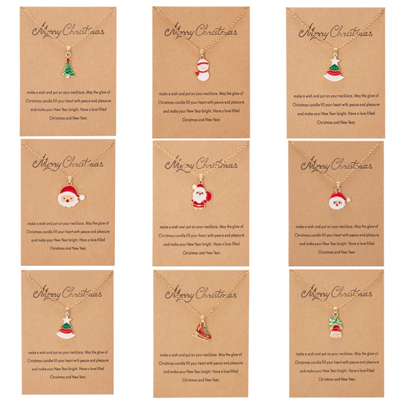 Fancyqube 2022 Kalung Choker Hias Liontin Pohon Natal Santa Claus Snowman Dan Lonceng Untuk Dekorasi