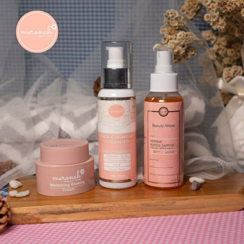 Meronah Glowing Cream + Sabun Collagen + Beauty Water
