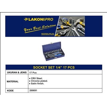 LAKONI PRO - SOCKET SET 1/4" 17 PCS (BESI)
