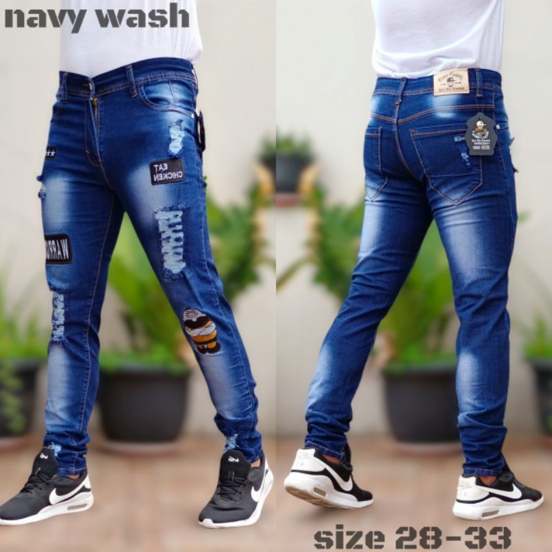 AMR Celana Pria Jeans Bikers Sobek Ripped