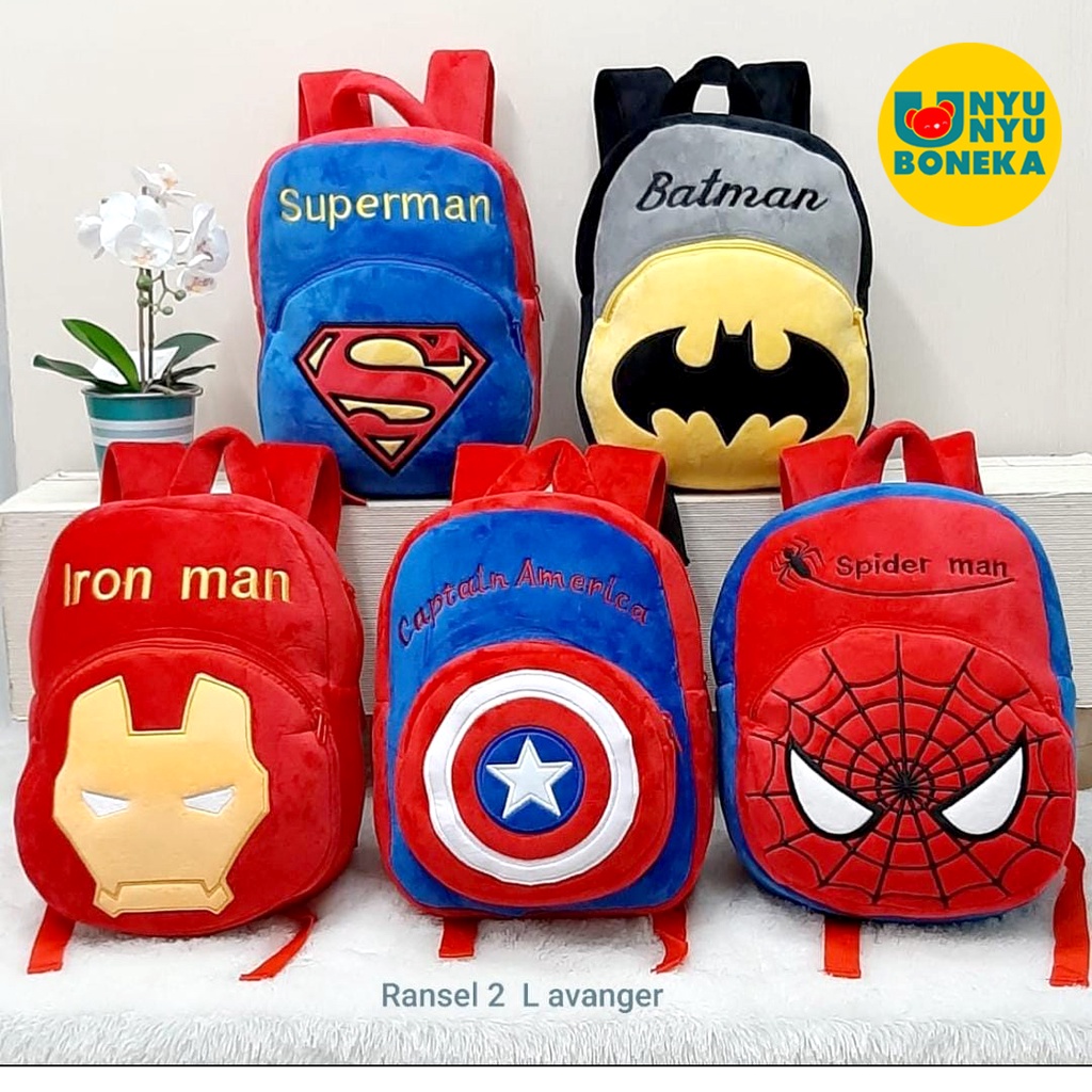 Tas ransel BESAR anak sekolah ironman batman superman spiderman kapten amerika avangers hulk