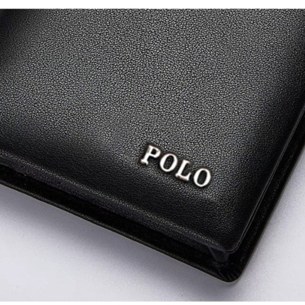 SHOPEE 6.6 SUPER SALE!! Dompet POLO Dompet Panjang Pria dan Wanita P-10 Dompet Kulit Panjang Model Casual Formal Dompet Lipat Dua - Black + Bonus Box