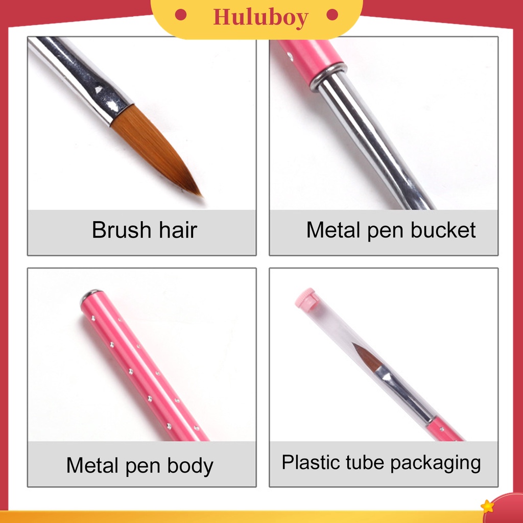 Huluboy Huluboy♡ Brush Pen Nail Art Bulu Wol Nilon Flexible Ramah Lingkungan DIY Untuk Wanita