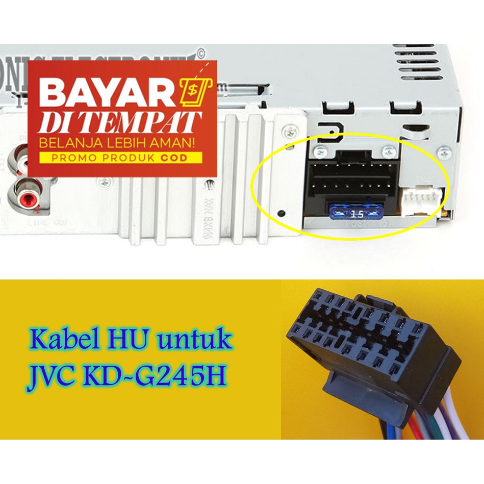Kabel Head Unit Soket JVC KD-G245H Socket JVC Lama 16 Pin utk JVC KDG245H HU Bawaan Hino