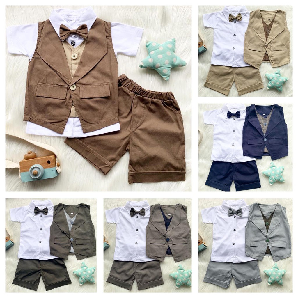 tuxedo anak laki laki  set tuxedo bayi baju jas formal kondangan anak celana panjang JOHN celana pendek jas bayi jaket vest tuxedo