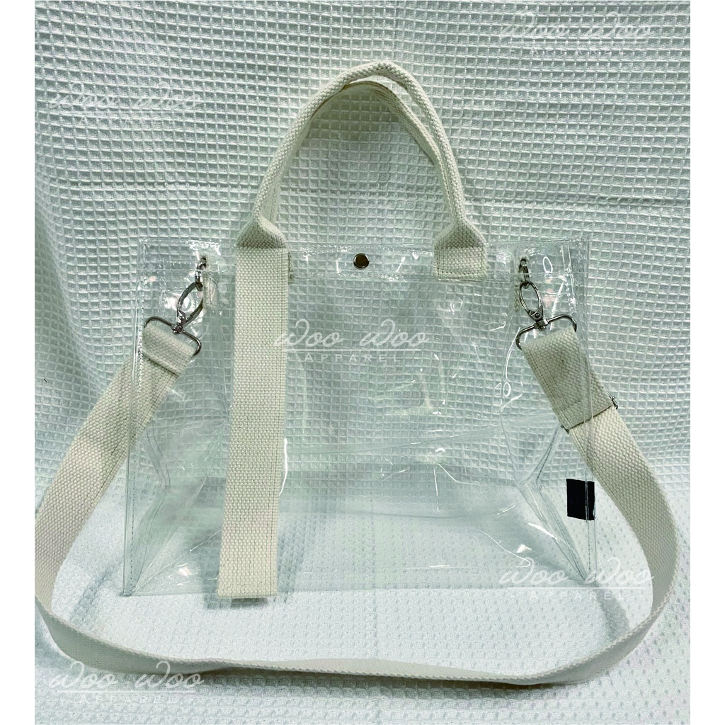 Tas PVC Mika Transparant - dengan Tali Strap Katun