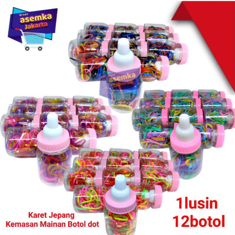 Karet Jepang Dot isi 12botol Karet Kepang lucu imut Karet Rambut cantik