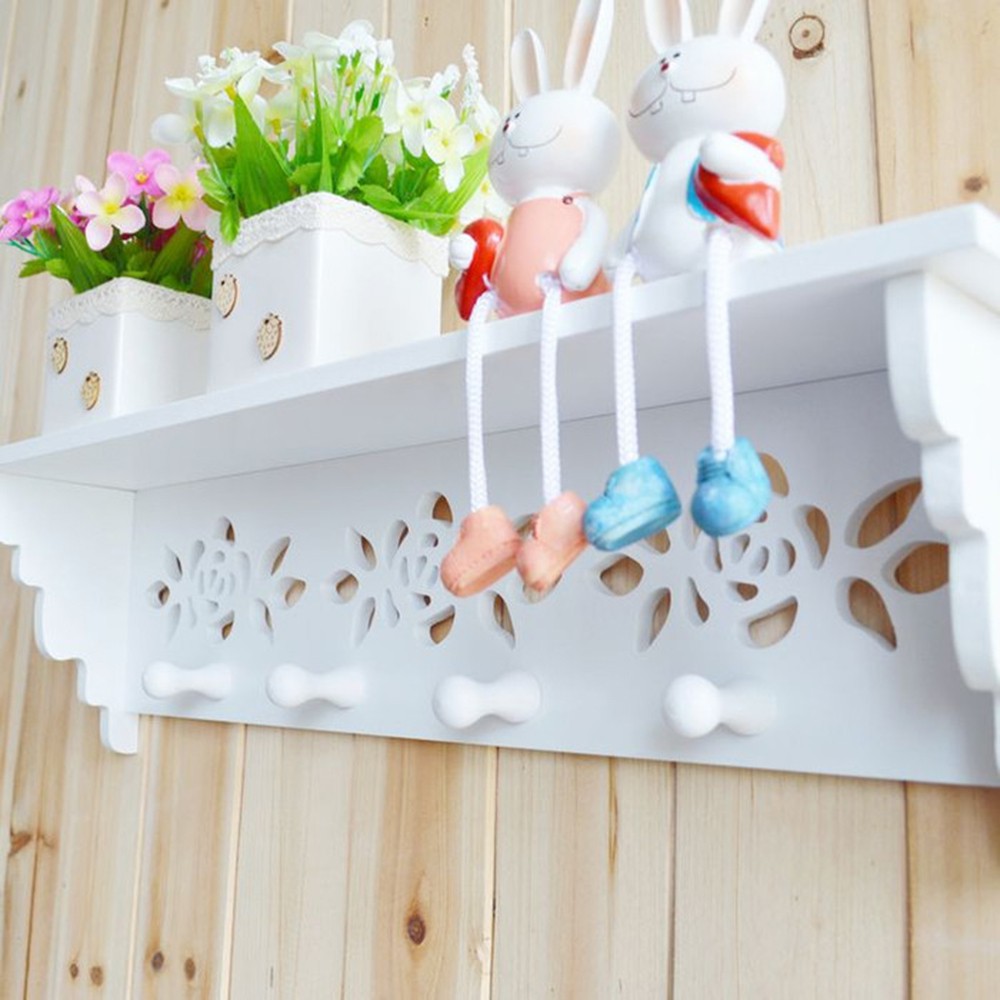 1 SET 2 Pcs Decorative Rack rak Shabby chic dekorasi dinding (dengan 5buah hook gantungan)