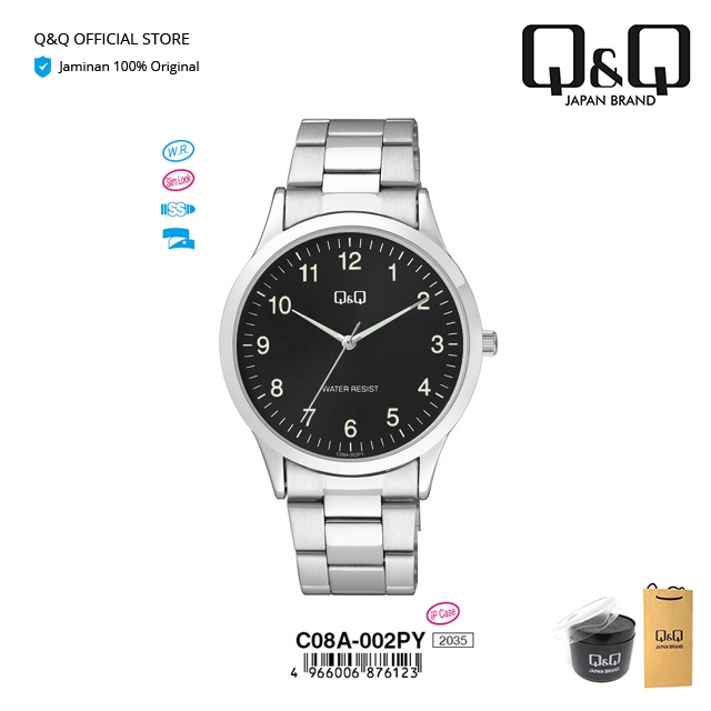 Q&Q QnQ QQ Jam Tangan Arloji Pria Fashion Analog Stainless Steel Rantai - C08 C08A Water Resist 3 BAR-5