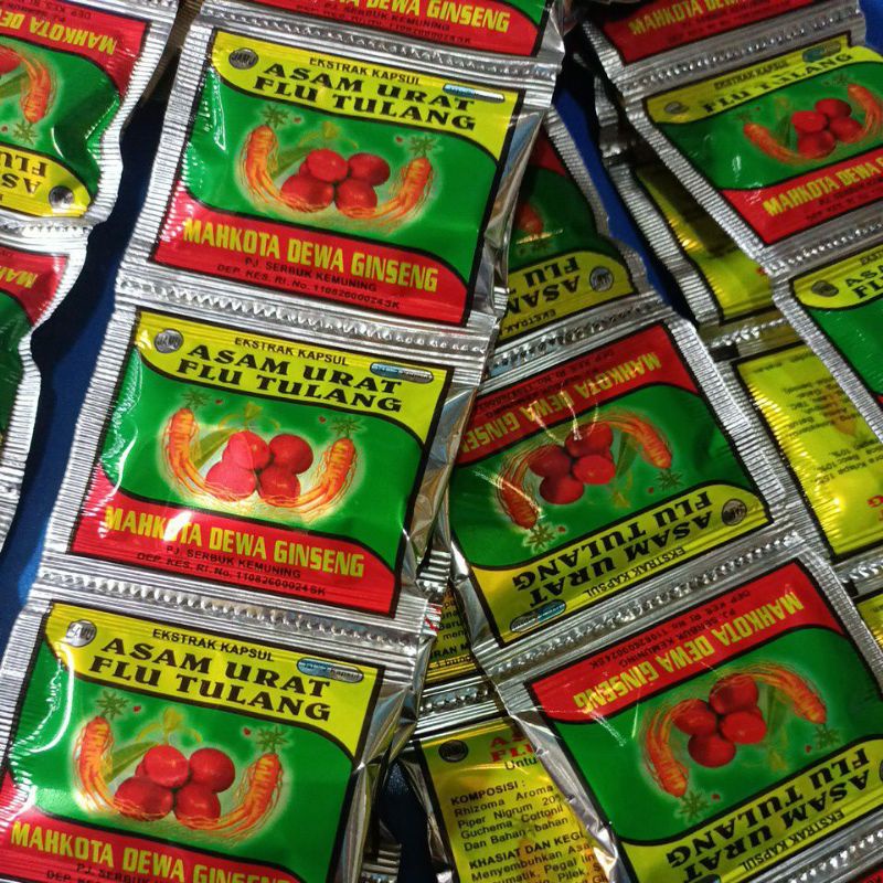 Mahkota Dewa Ginseng 10 Sachet @ 2 Kapsul Asam Urat Flu Tulang