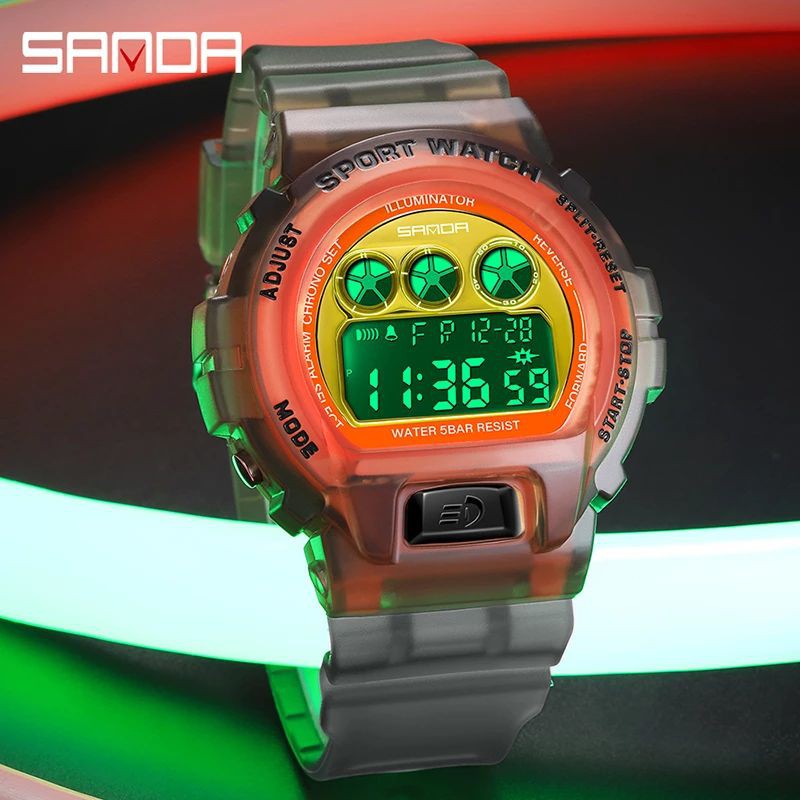 SANDA 2117 Jam Tangan Pria Digital Luminous Tali Rubber Shockproof Anti Air WATCHKITE WKOS