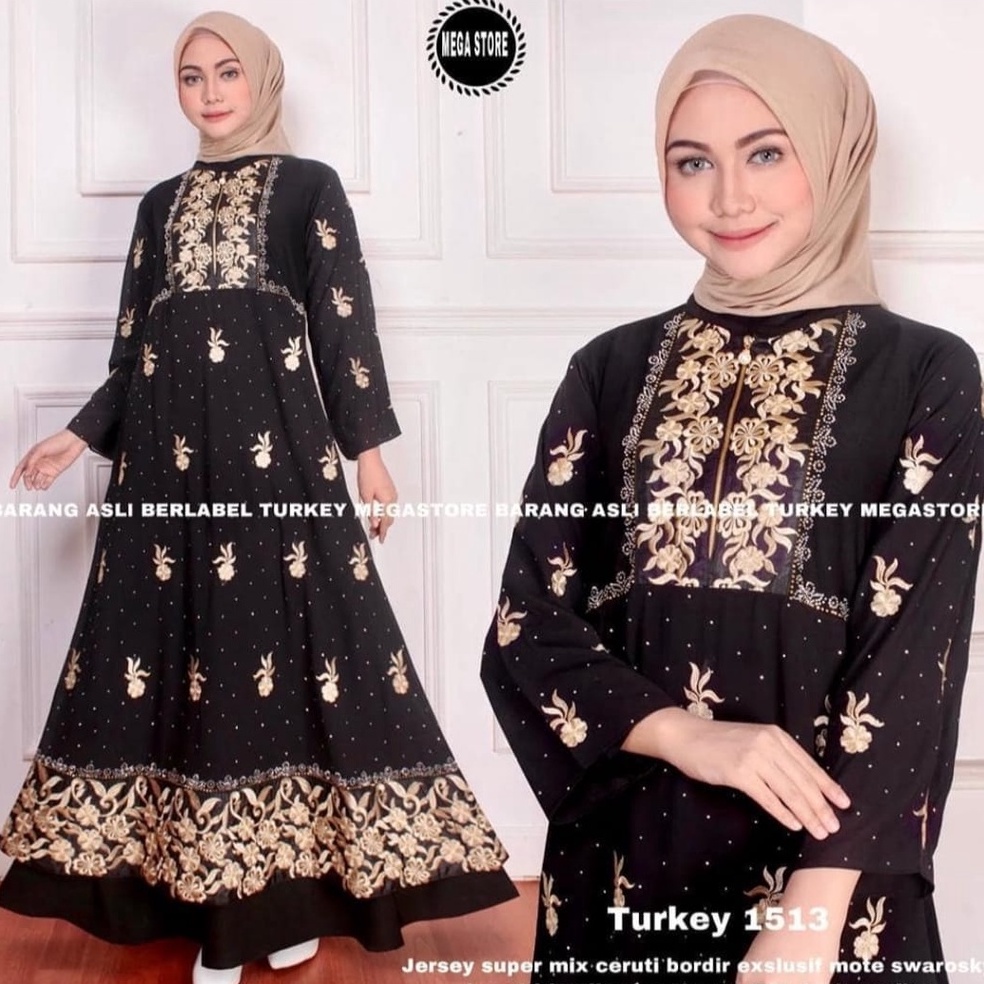 Abaya Turkey Arab Dubai Original Terbaru Premium Mewah Hitam Wanita Dewasa Elegan Modern Model Impor