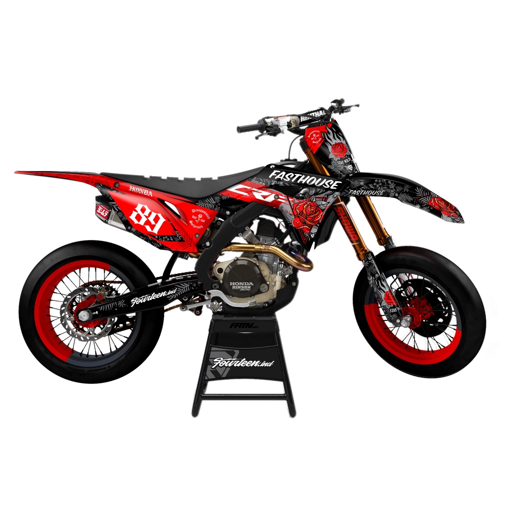 STICKER DECAL CRF FASTHOUSE ROSE MERAH HITAM