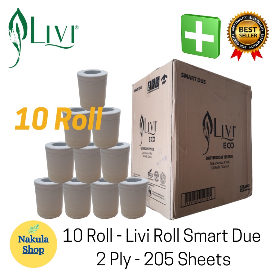 Tissue Livi Roll Smart Due / Tisu Toilet Non Emboss - isi 10 Roll