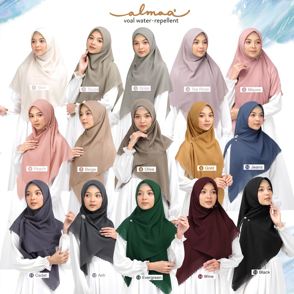 Jilbab Afra Almaa' - Hijab Polos Segi Empat - Bahan Voal Ultrafine