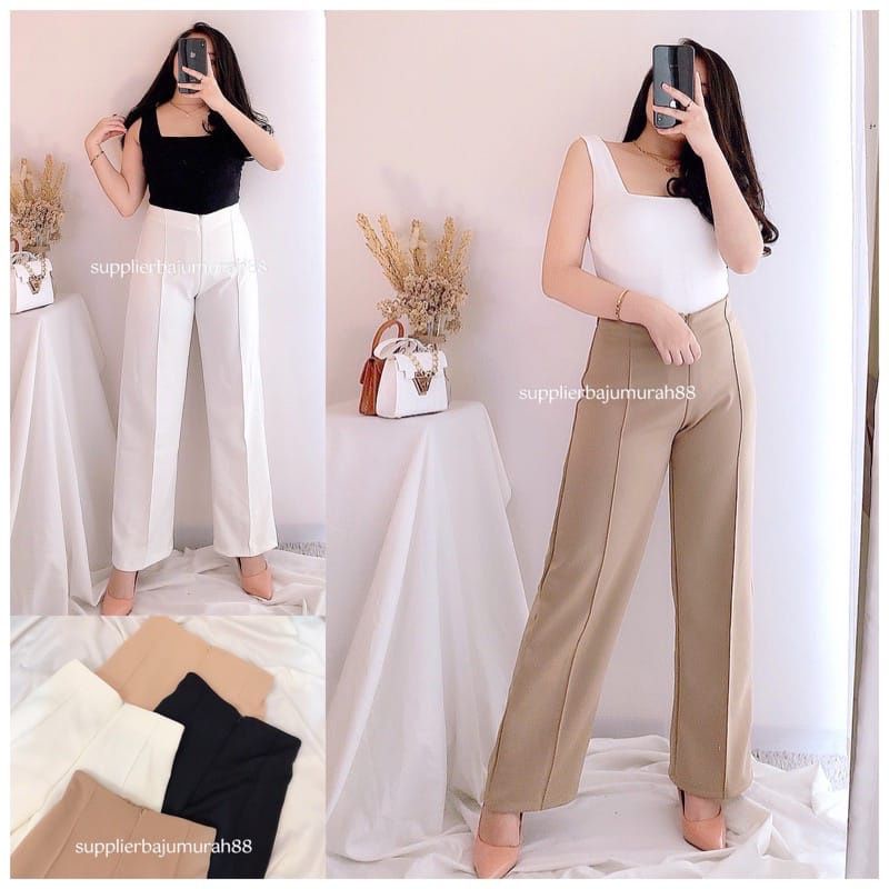 Celana Kulot Highwaist Scuba Premium Celana Panjang Wanita Korean Style