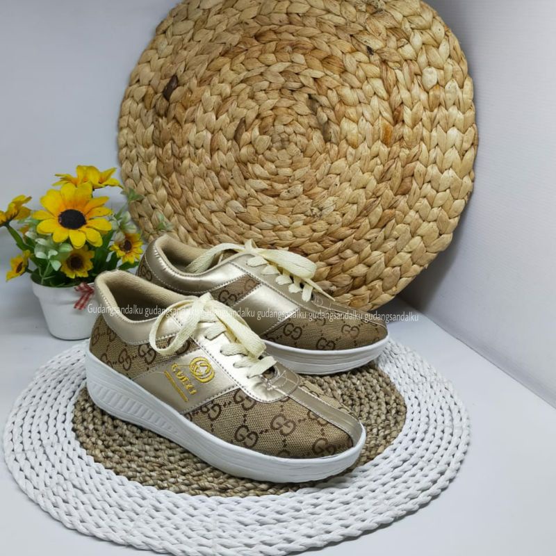 12.12 BIGSALE Sneaker wanita batam - sneaker wanita gold - sepatu sneaker wanita korean style HPD304