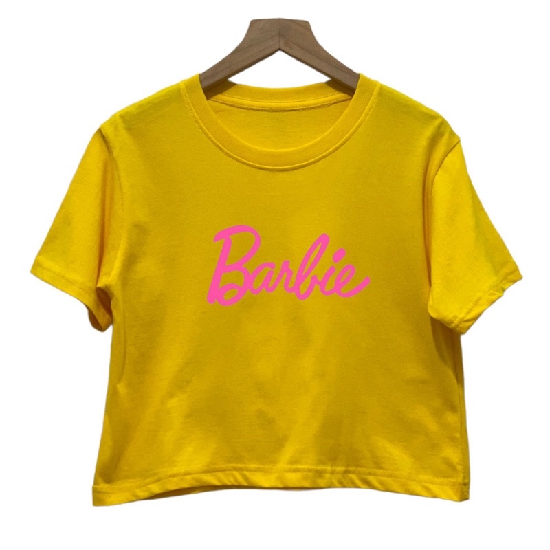 Kaos Crop top combed 30s motif Barbie